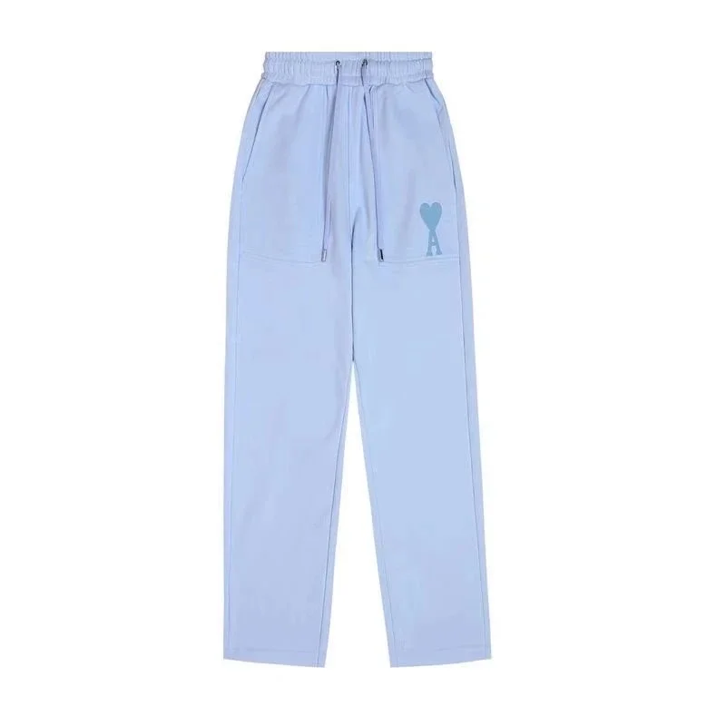 Ami Paris Light Blue AM Heart Logo Pants