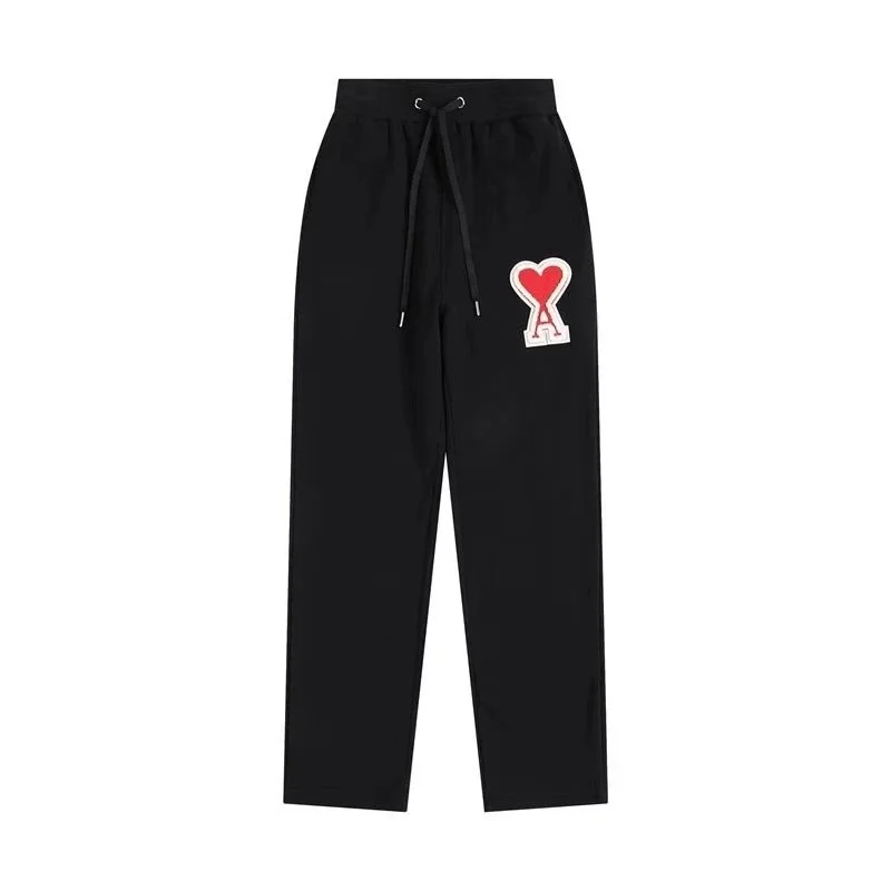 AMI Black AM Heart Patch Trousers