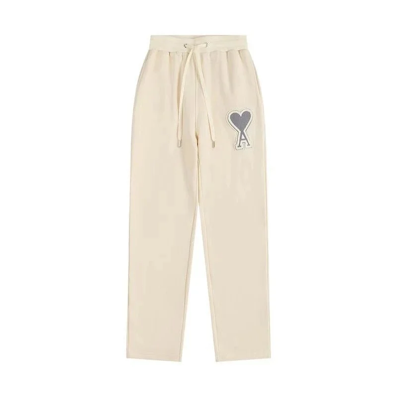 AMI Beige AM Heart Patch Sweatpants