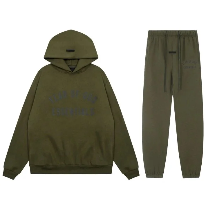 Fear of God Essentials Olive Hoodie & Sweatpants Set