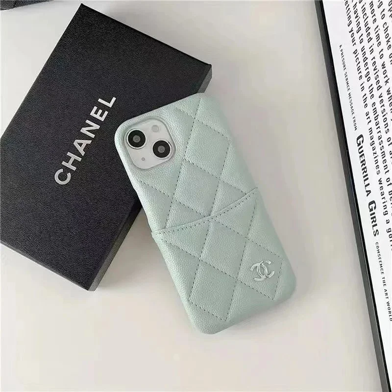 Chanel Mint Green Quilted Leather Phone Case