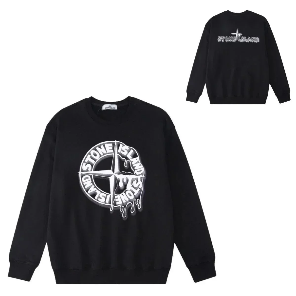 Stone Island 68-15 Black Dripped Logo Sweatshirt