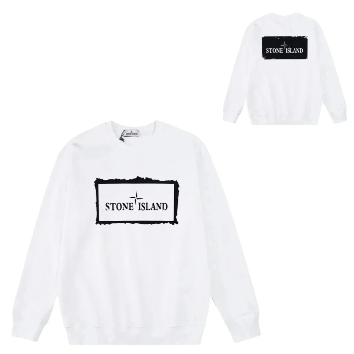 Stone Island White Logo Crewneck Sweatshirt