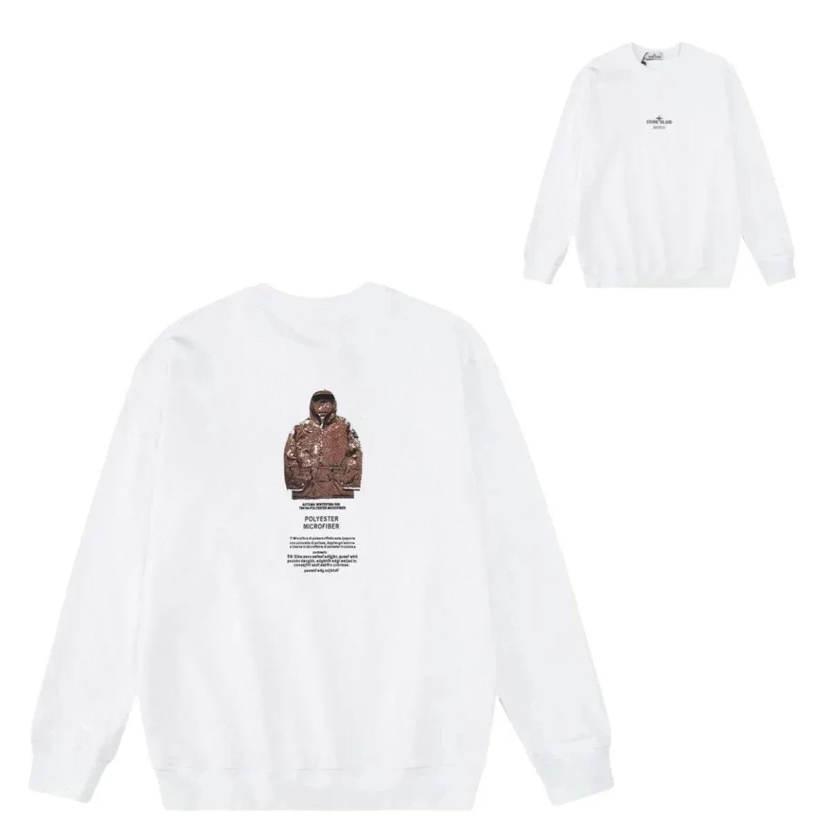 Stone Island 68-15 White Graphic Sweatshirt