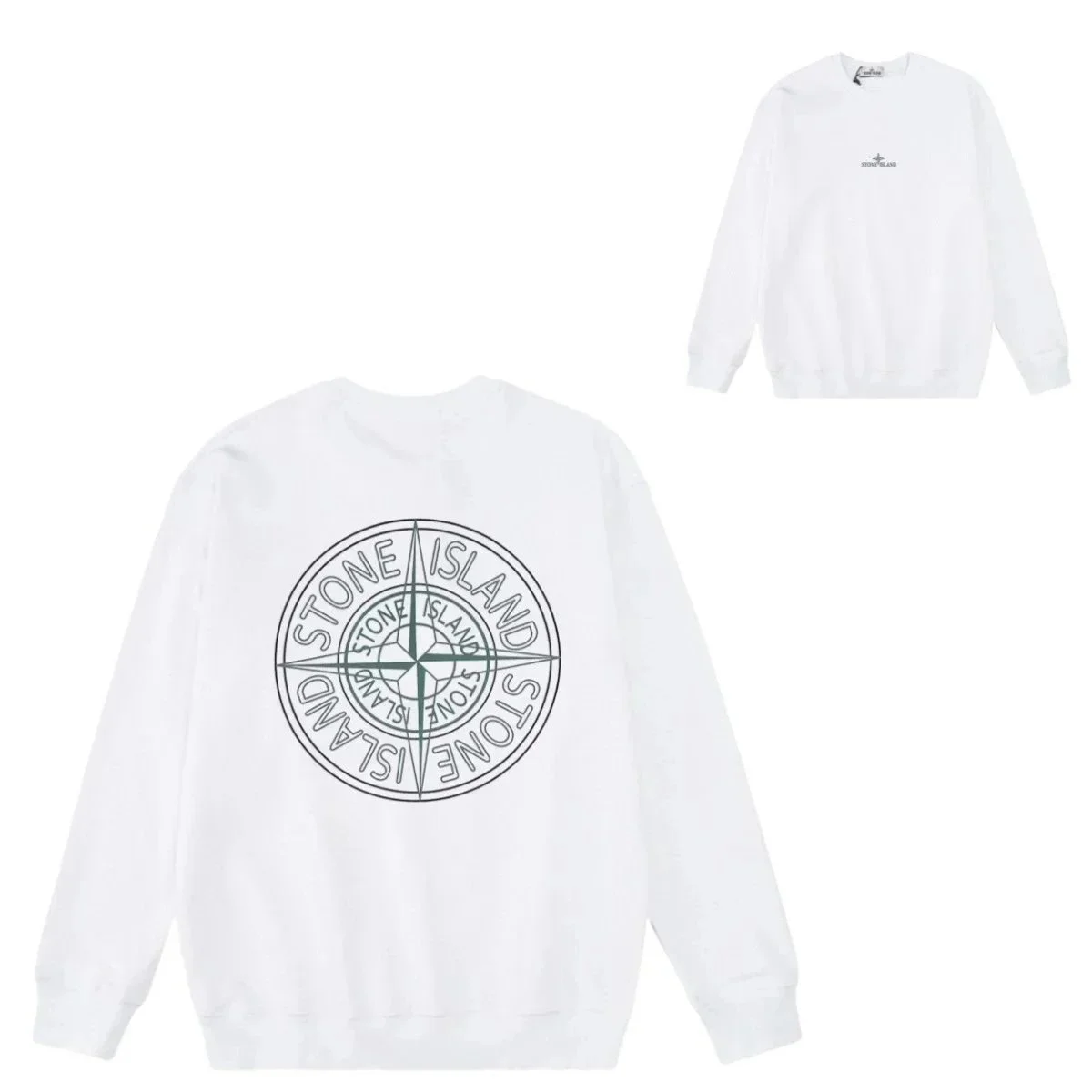 Stone Island 68-15 Compass Logo White Sweatshirt