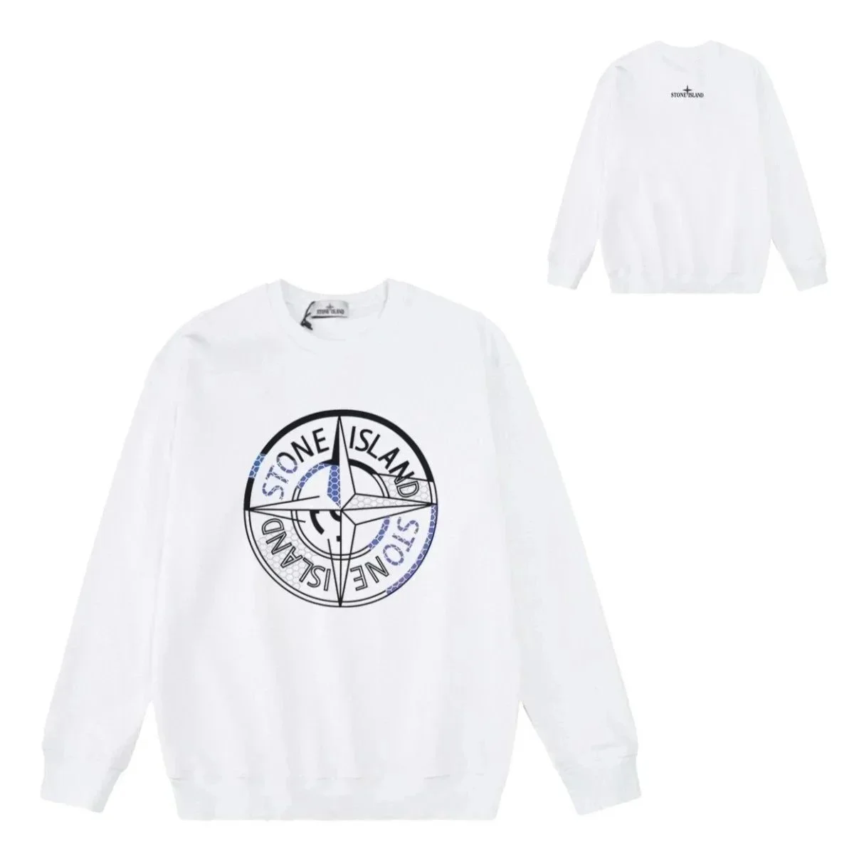 Stone Island 68-15 White Compass Logo Sweatshirt
