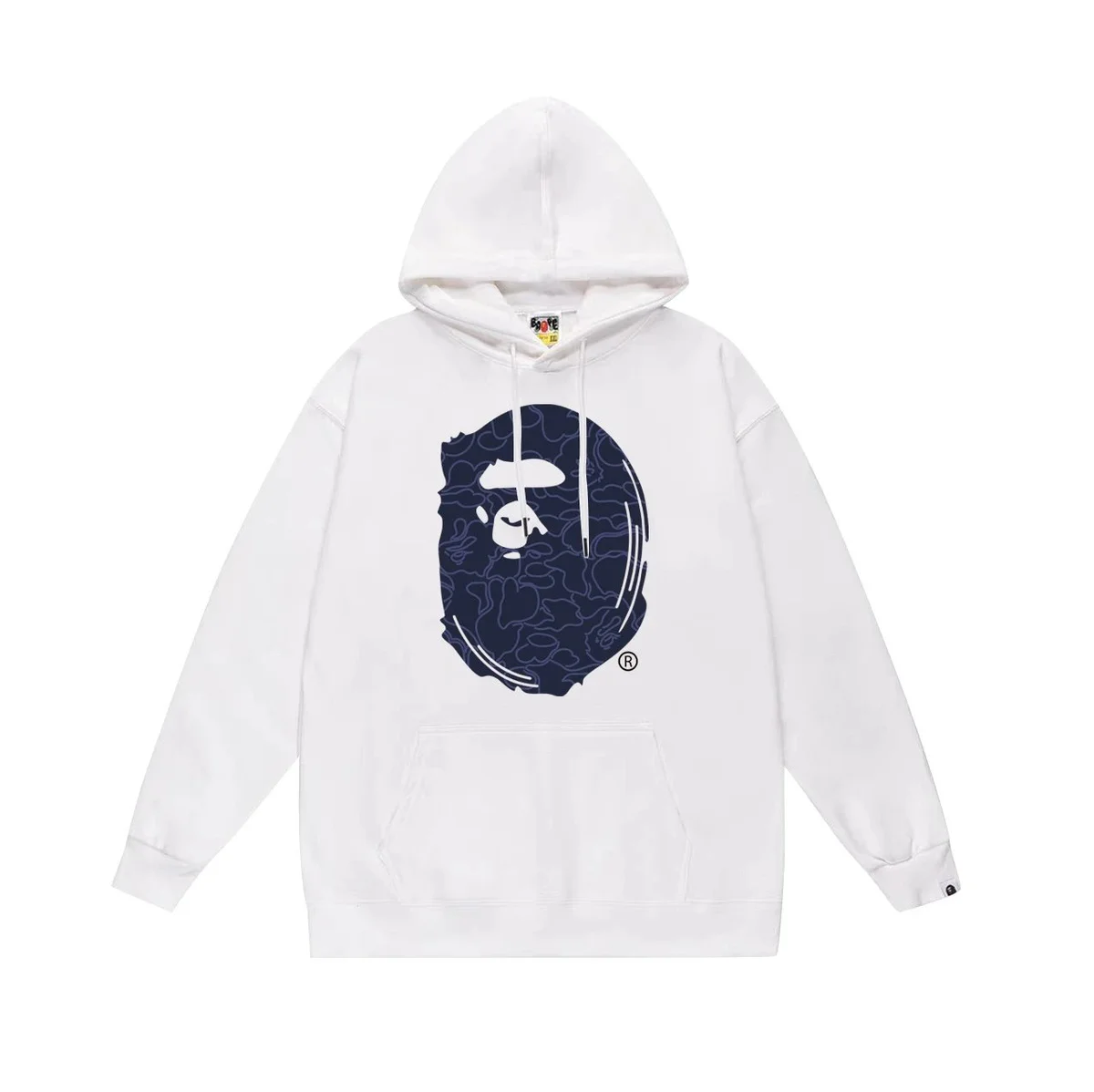 A Bathing Ape BAPE STA White Hoodie with Navy Camo Head