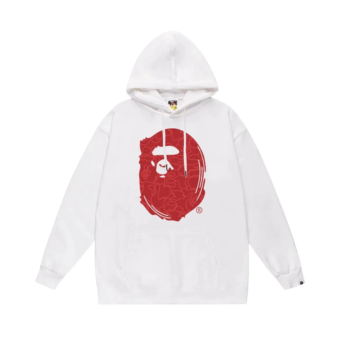 A Bathing Ape BAPE STA White Hoodie with Red Logo