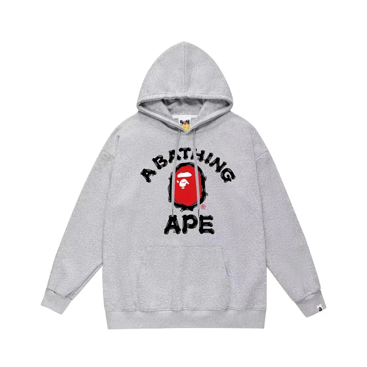 A Bathing Ape BAPE STA Grey Hoodie with Red Logo