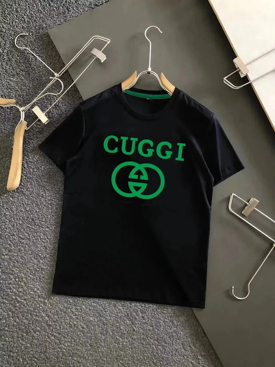 Gucci CUGGI Green Logo Black T-Shirt