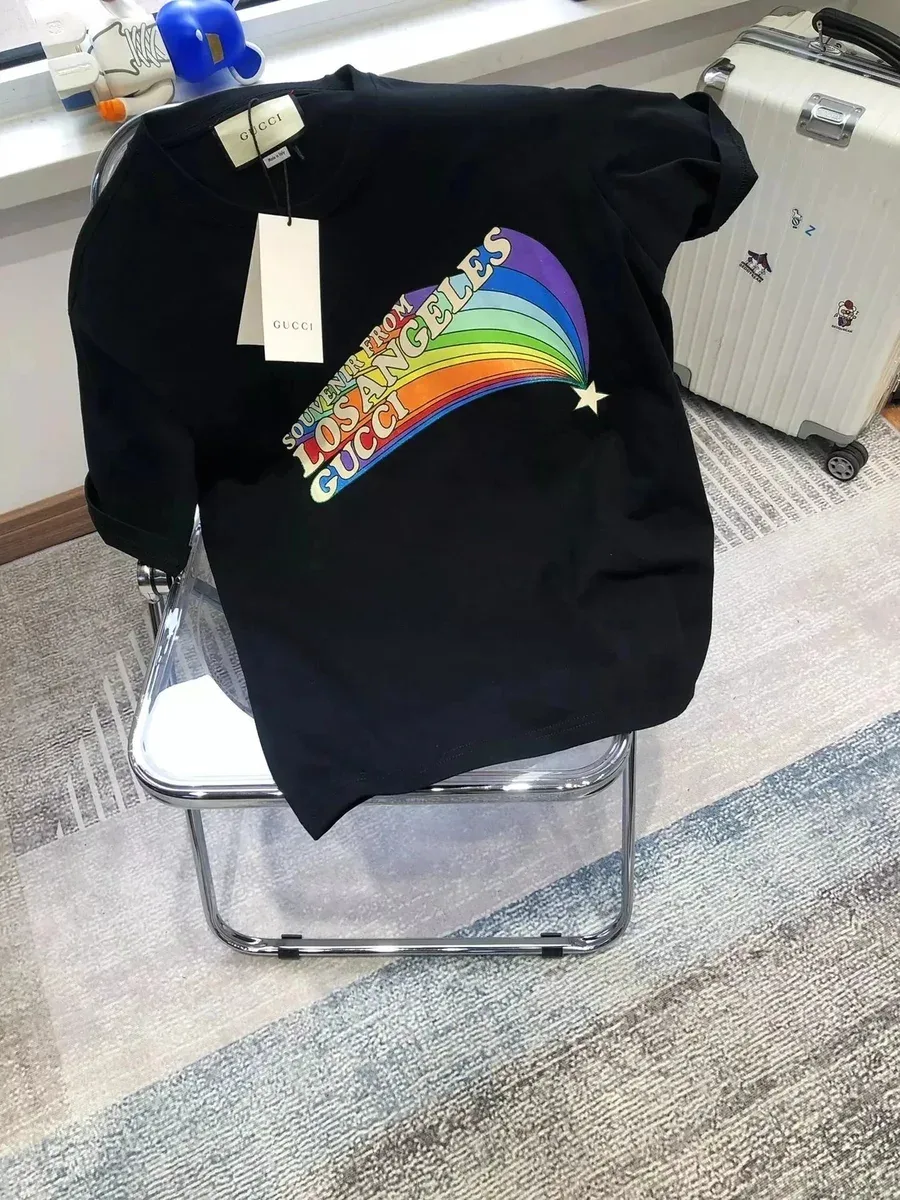 Gucci Rainbow Los Angeles T-Shirt Black Casual