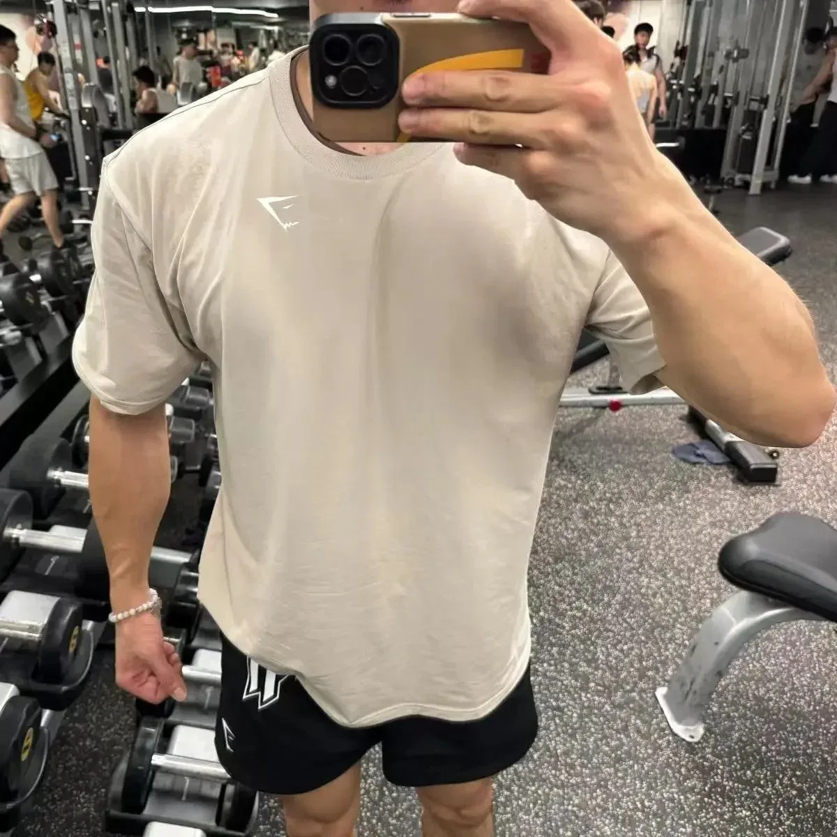 Beige Solid T-Shirt with Small Logo T-Shirts
