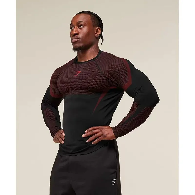 Unisex Gymshark Model 13 Long Sleeve Top Black/Red
