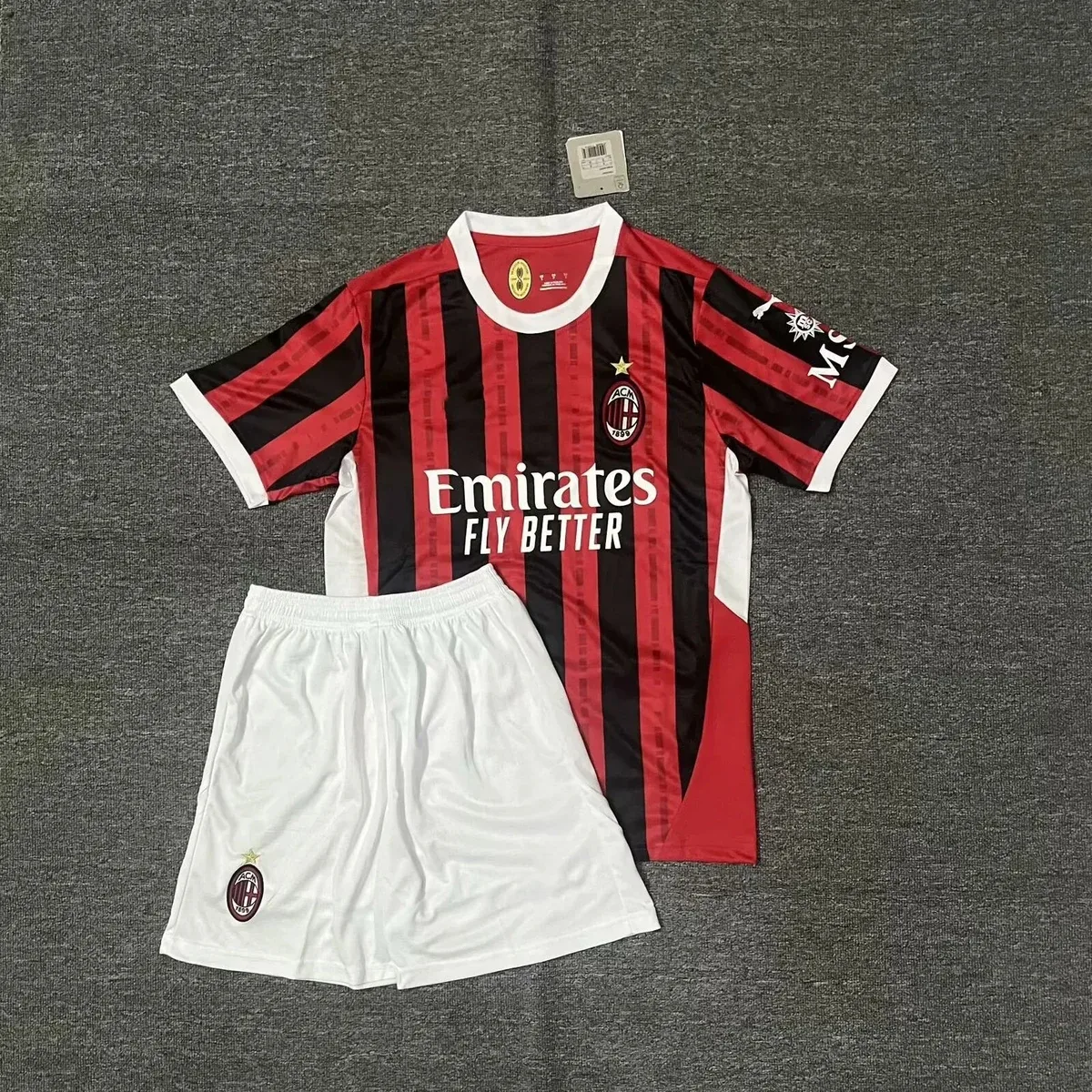 Puma AC Milan Home Kit Red/Black Striped Jersey & Shorts