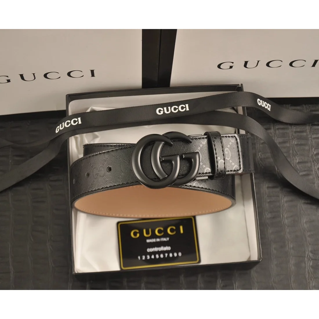 Gucci GG Marmont Black Leather Belt