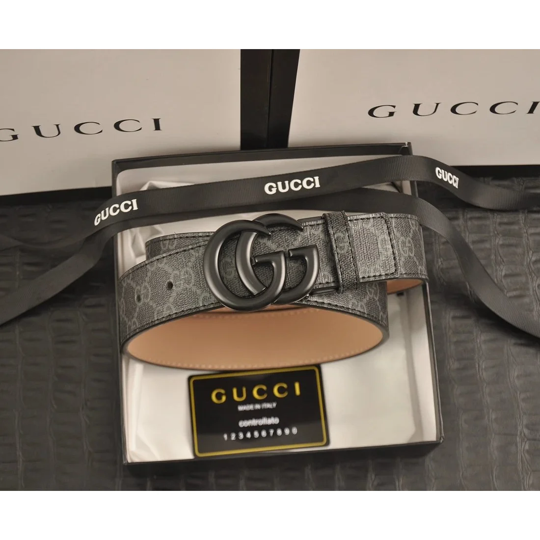 Gucci GG Belt Grey Leather Belt
