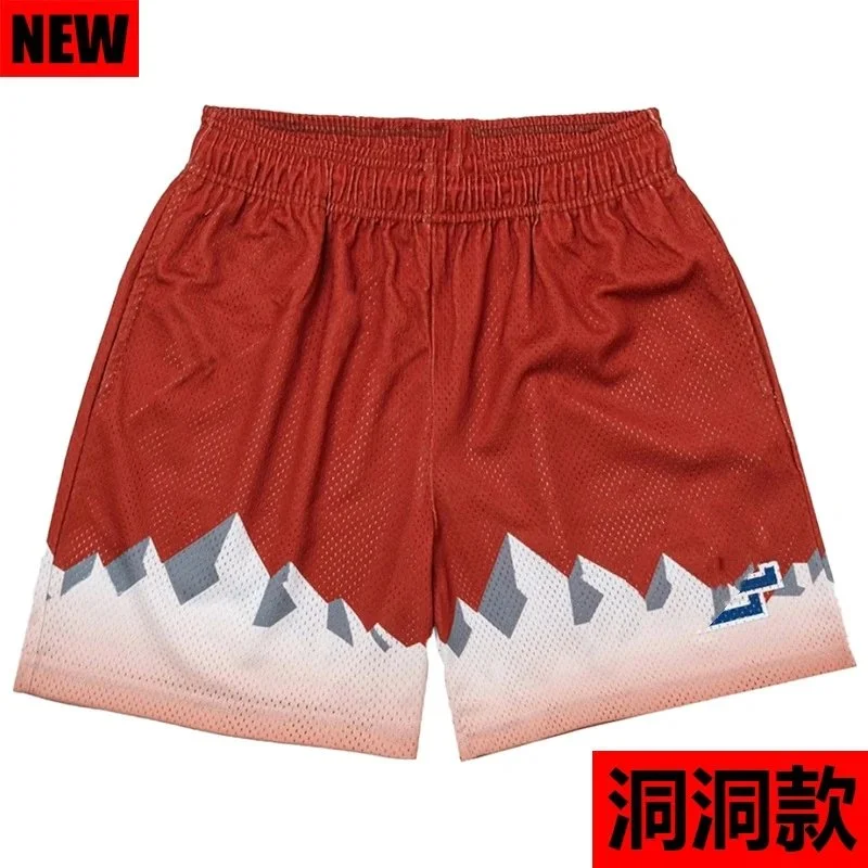 Red Mountain Print Mesh Shorts