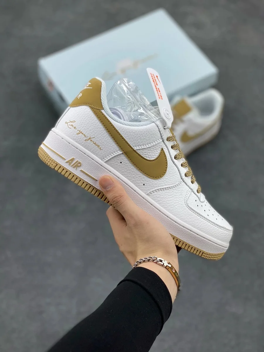 Nike Air Force 1 White/Gold Sneakers