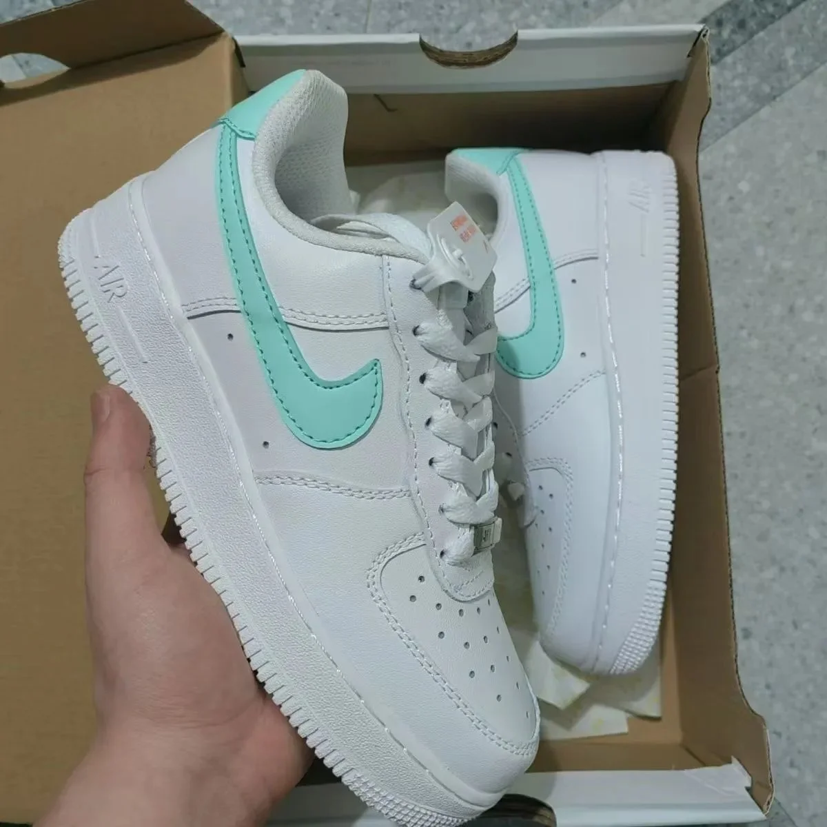 Nike Air Force 1 White/Turquoise Sneakers
