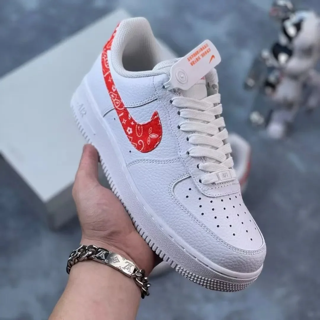 Nike Air Force 1 White Red Bandana Sneakers