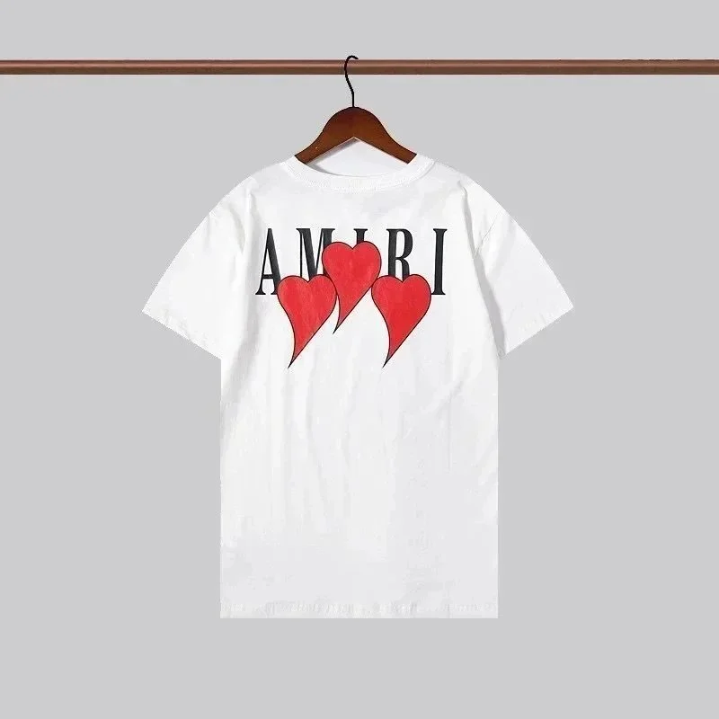 Amiri AMRI White T-Shirt with Red Hearts