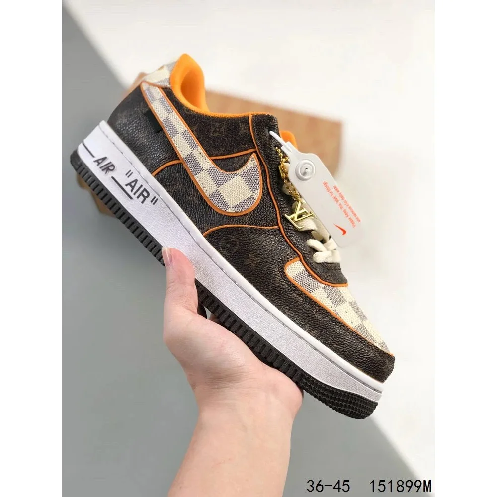 Louis Vuitton Sacai x Nike Air Force 1 Monogram Orange Sneakers