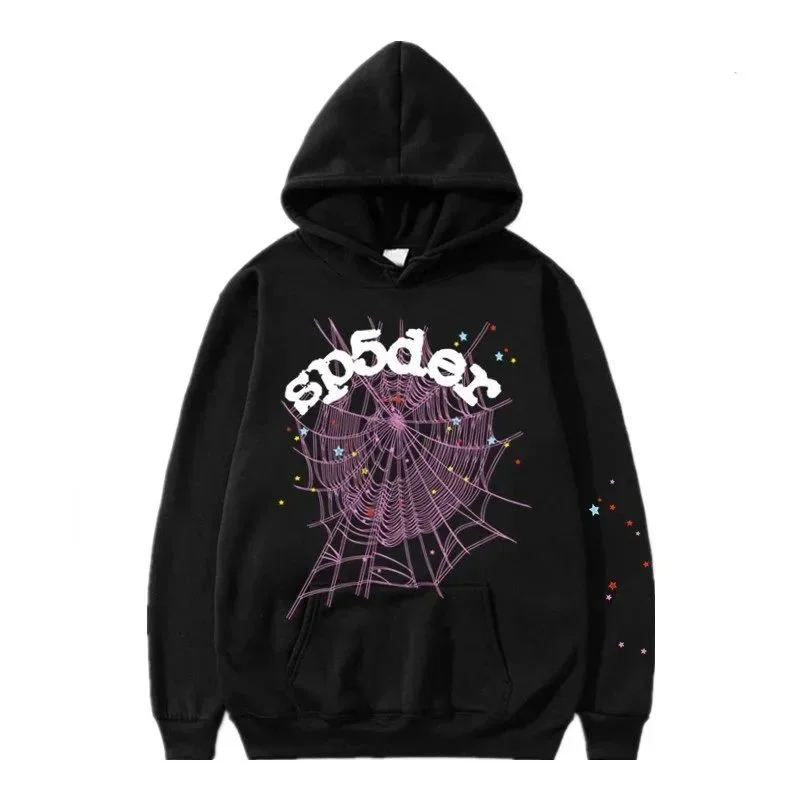 SP5DER Spider Black Hoodie with Web Print