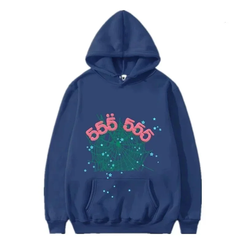 Unisex Navy Blue '555' Graphic Hoodie