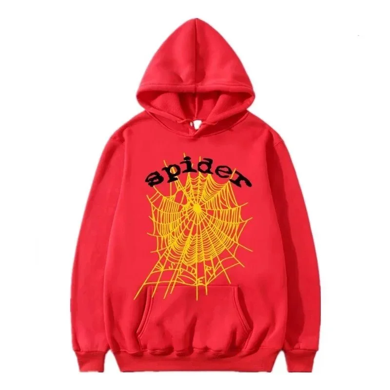 Red Spider Web Print Hoodie