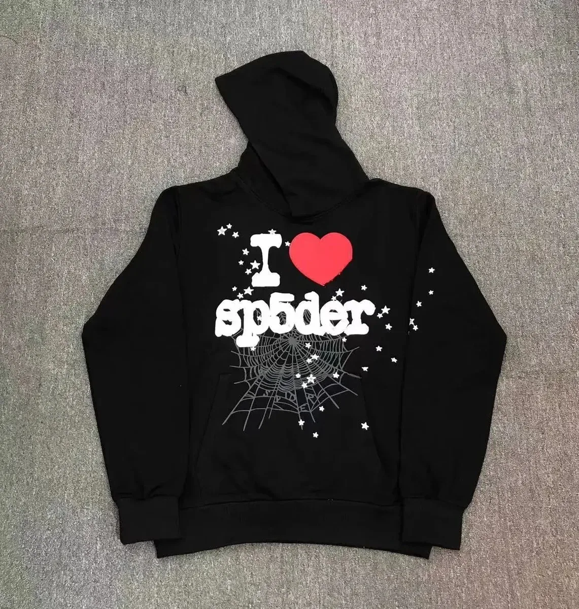 SP5DER Spider I Love Spider Black Hoodie