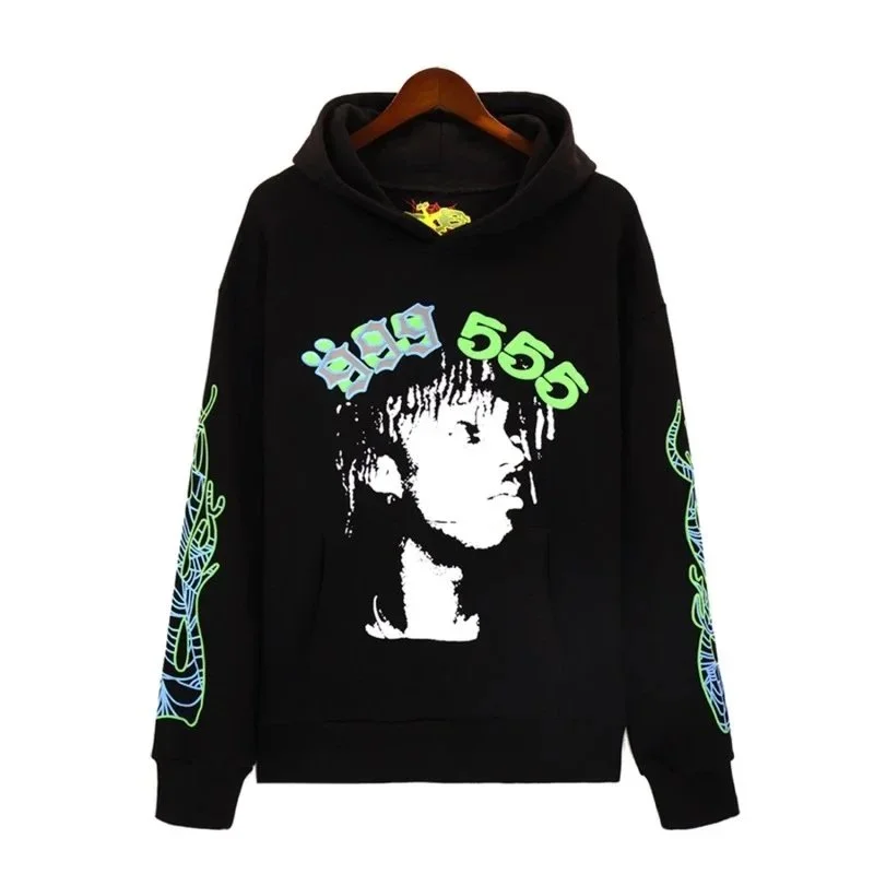 Unisex Black $ggg 555 Hoodie with Graphic Print