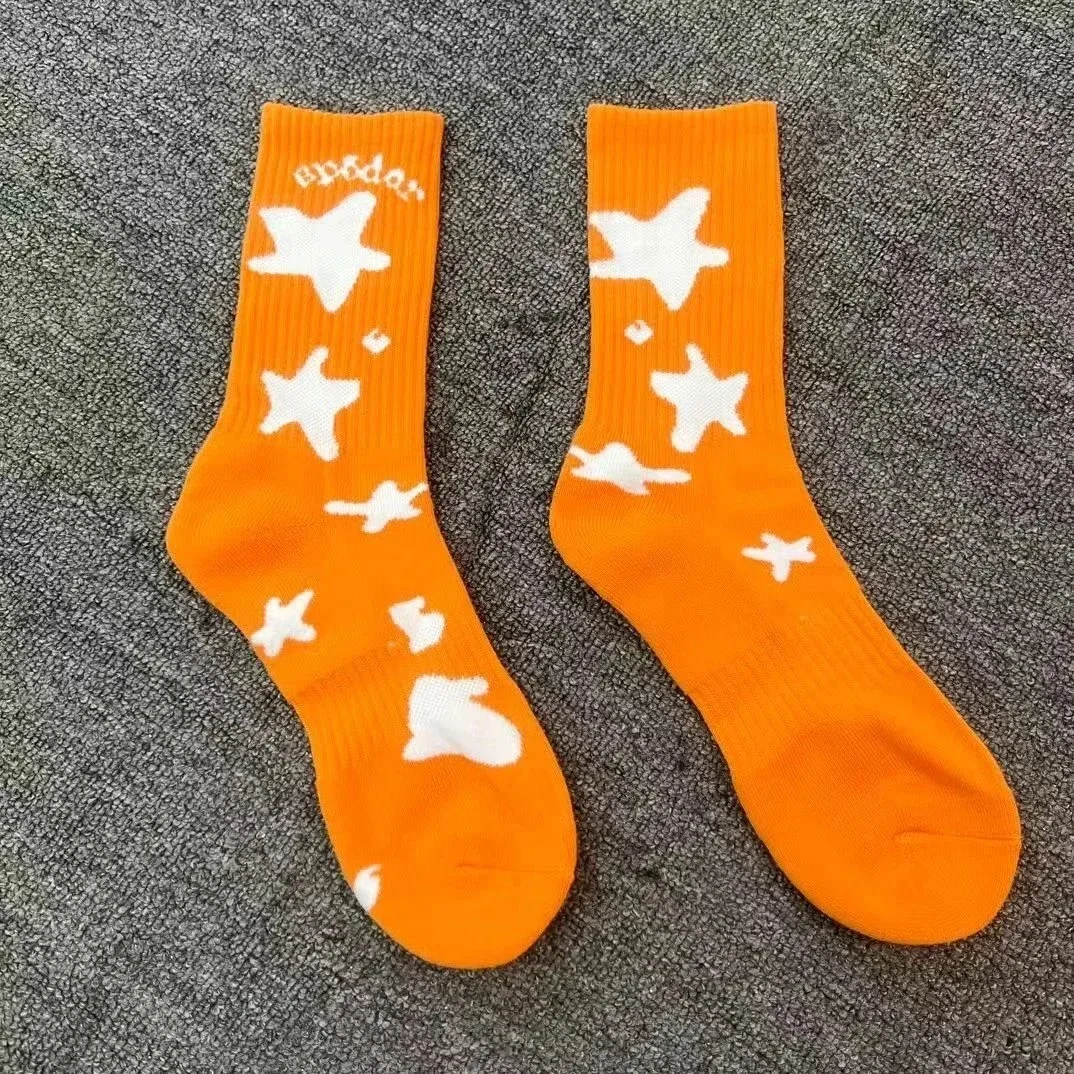 Orange Star Print Socks
