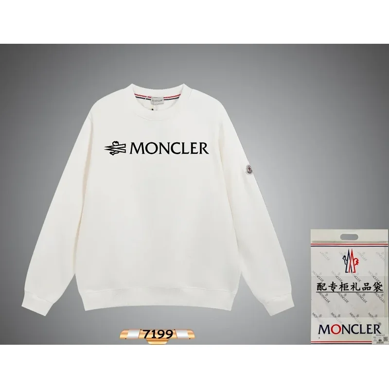 Moncler White Logo Crewneck Sweatshirt