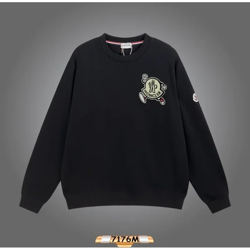 Moncler 7176M Black Sweatshirt with Embroidered Logo
