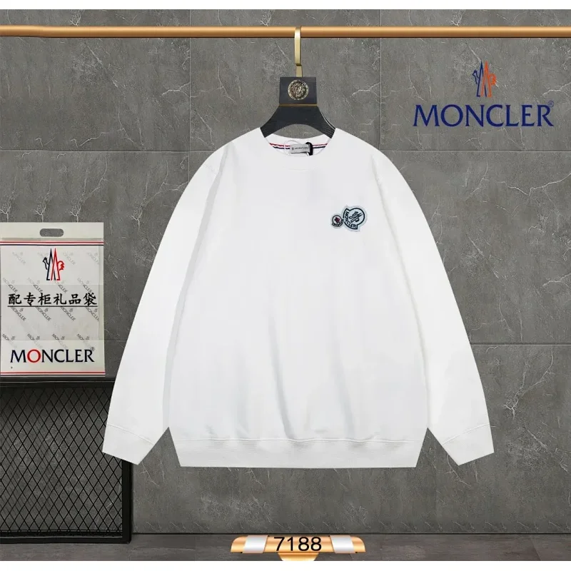 Moncler White Logo Patch Crewneck Sweatshirt