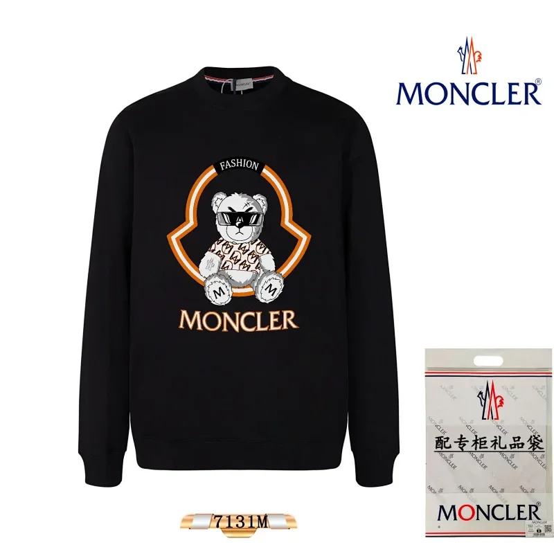 Moncler Bear Graphic Crewneck Sweatshirt Black