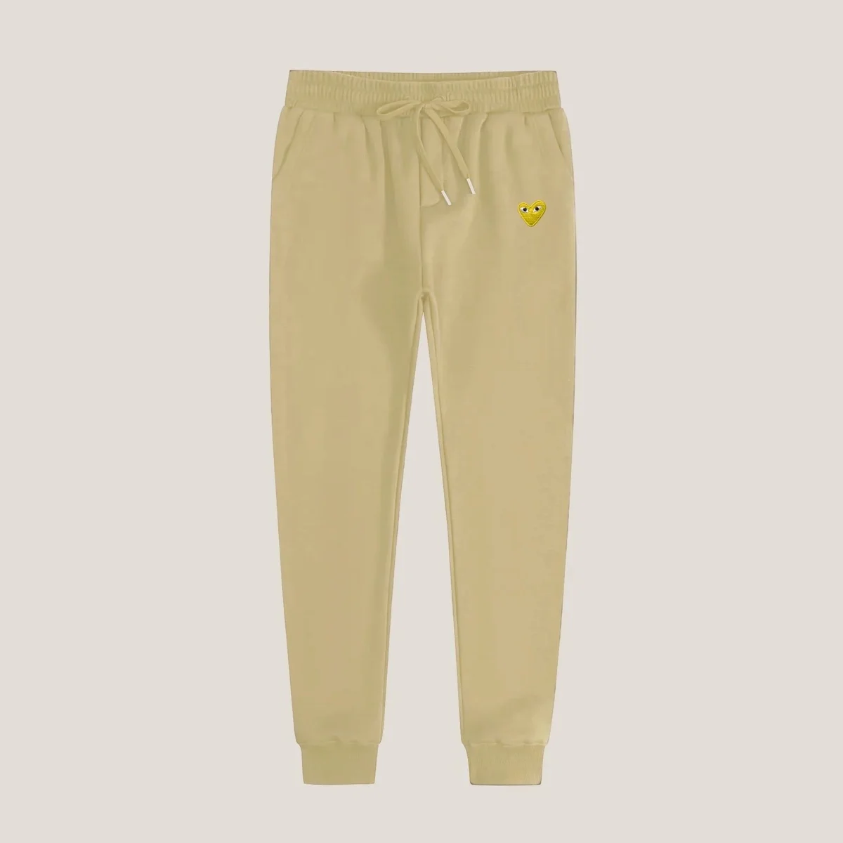 CDG Play Heart Sweatpants Beige Casual Pants
