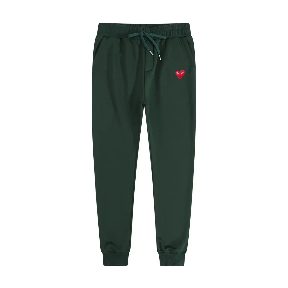 Comme des Garçons Dark Green Heart Logo Sweatpants