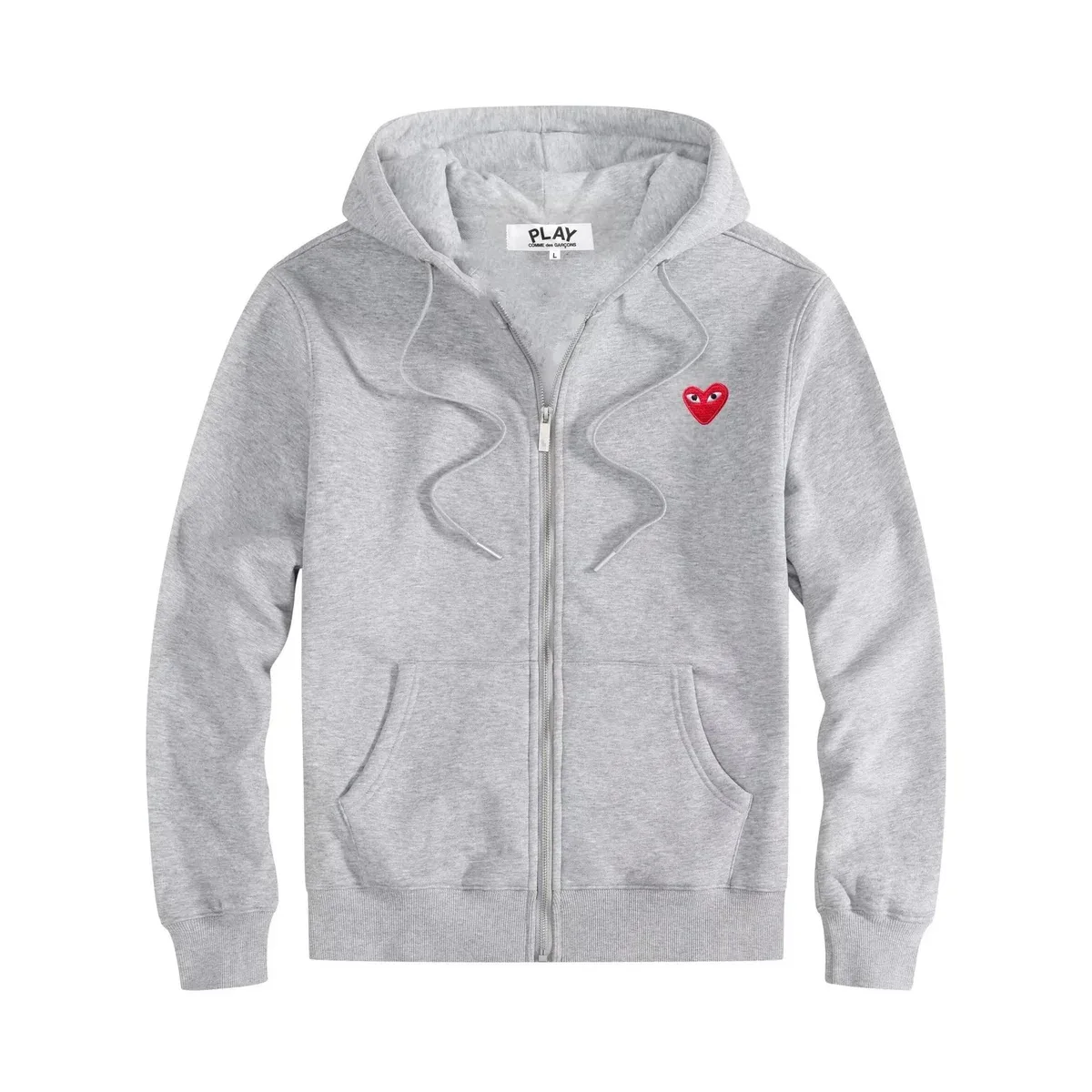 Comme des Garçons Play Zip-Up Hoodie Grey Heart