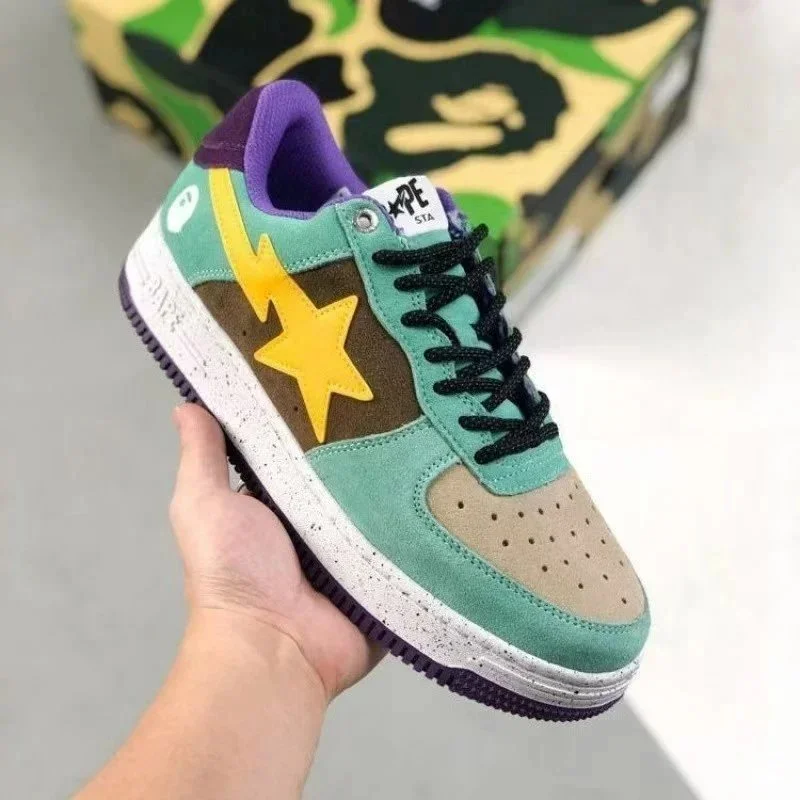 A Bathing Ape BAPE STA Green Yellow Purple Sneakers