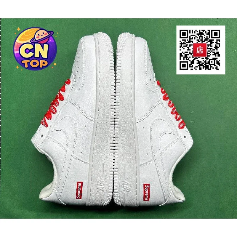 Nike Air Force 1 Supreme White Red Sneakers