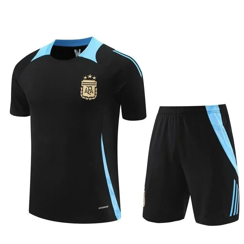 Adidas Classic Football Black & Light Blue Jersey Set