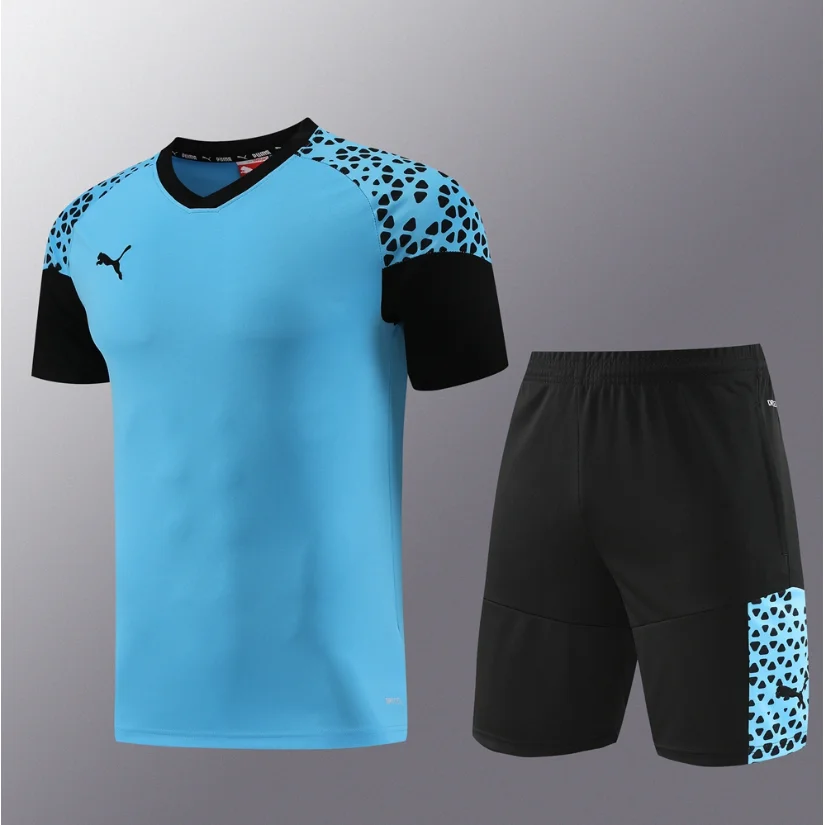 Puma Blue & Black Soccer Jersey Set