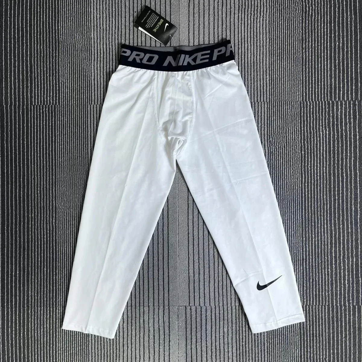 Nike Pro Compression Pants White Solid Bottoms