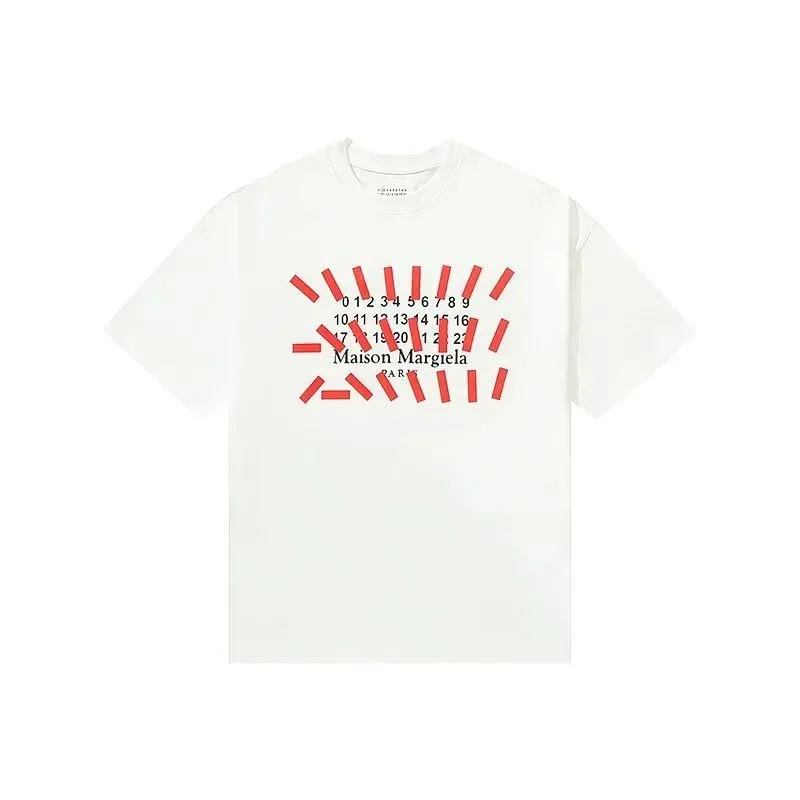 Maison Margiela White Red Number Print T-Shirt