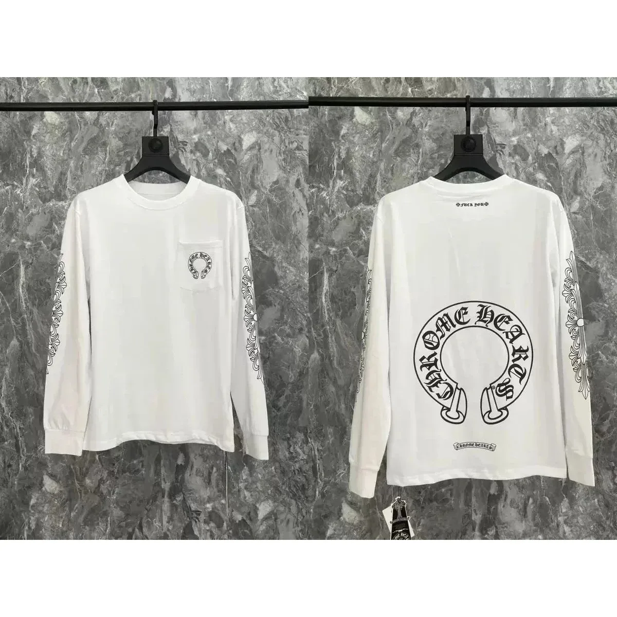 Chrome Hearts One Heart Long Sleeve T-Shirt White