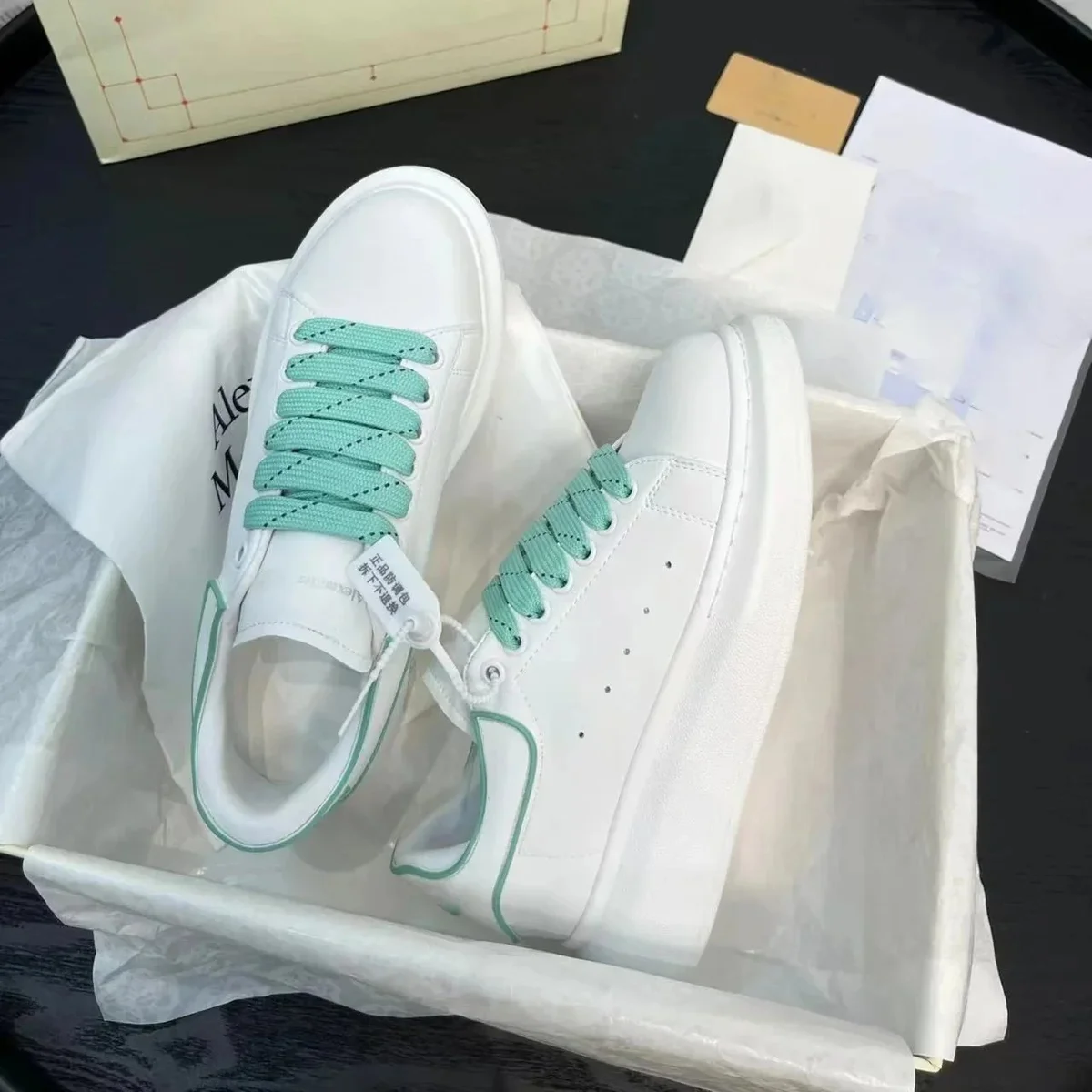 Alexander McQueen Oversized White & Mint Sneakers
