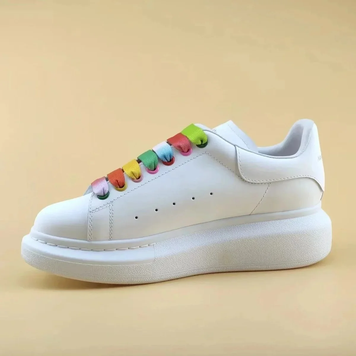 Alexander McQueen Oversized White Rainbow Laces Sneakers