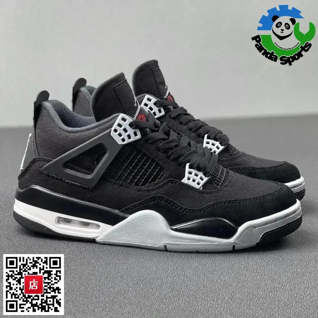 Air Jordan Air Jordan 4 Black Canvas Sneakers