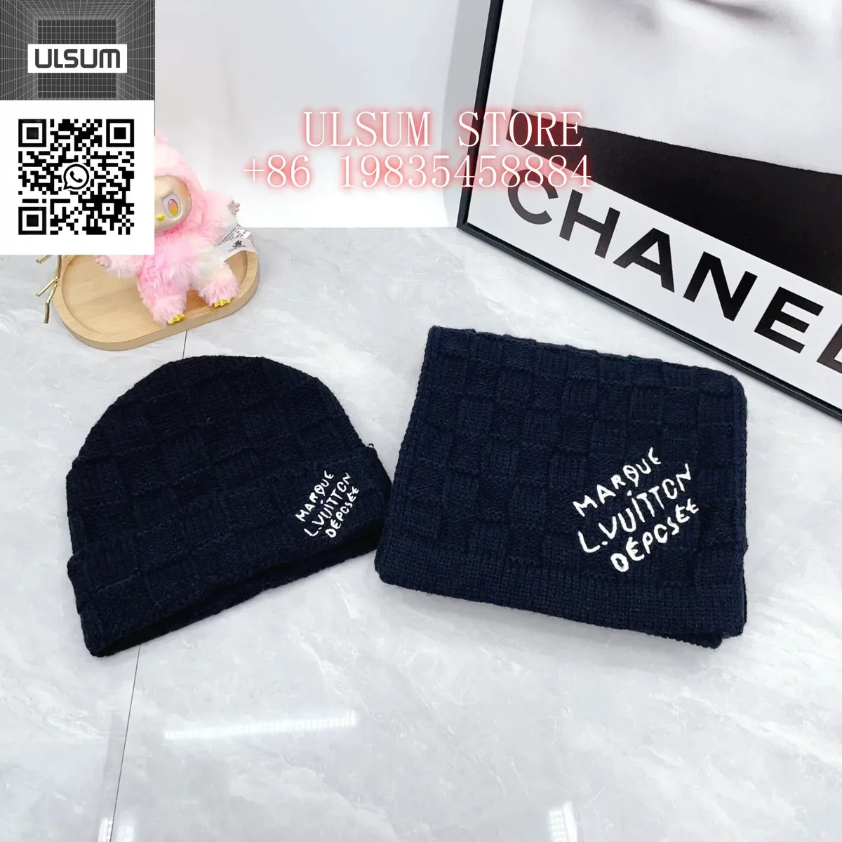 Louis Vuitton Tabi Beanie & Scarf Set Navy